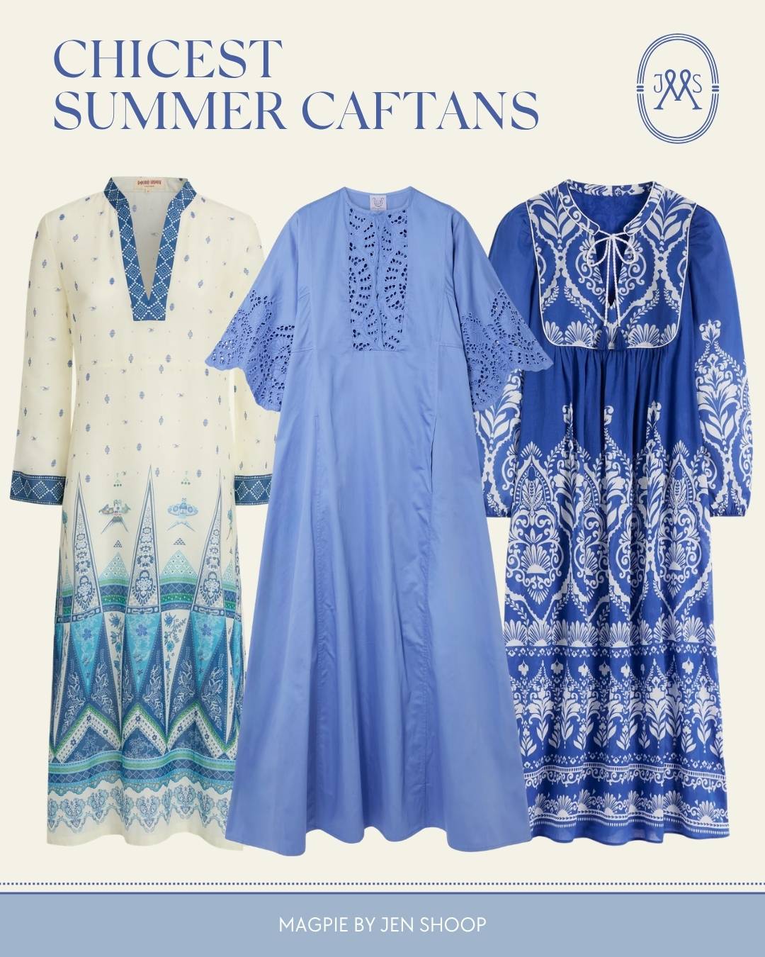 The chicest summer caftans collage.