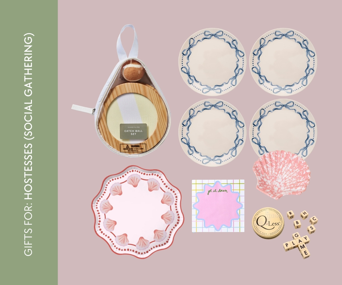 Gifts for hostesses (social gathering) collage. 