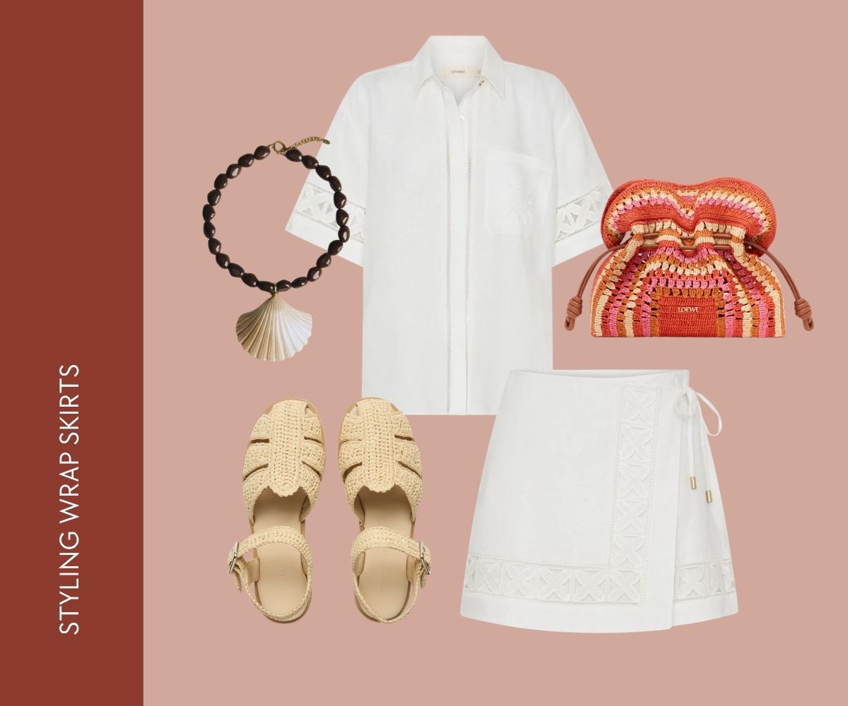 Styling wrap skirts collage. 