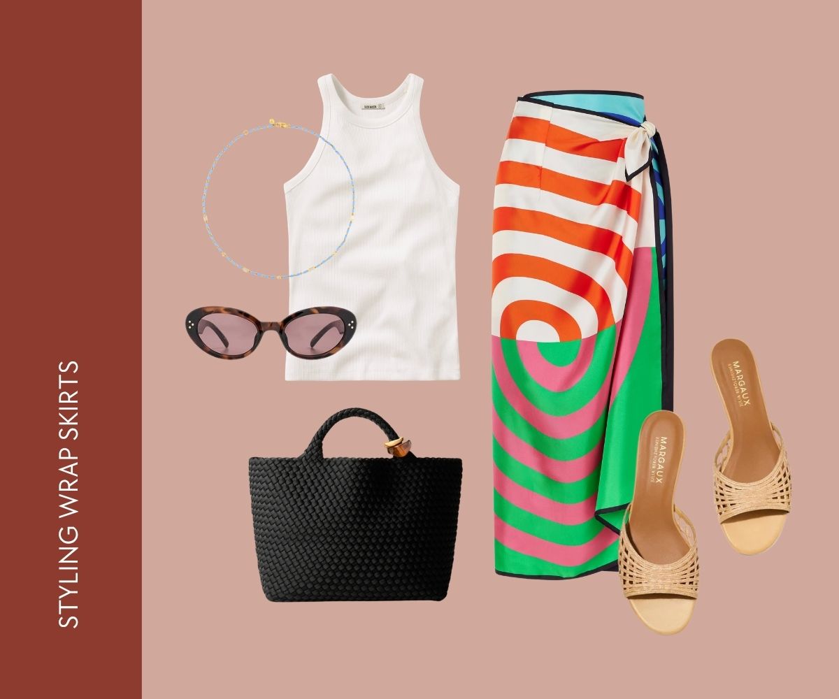 Styling wrap skirts collage. 
