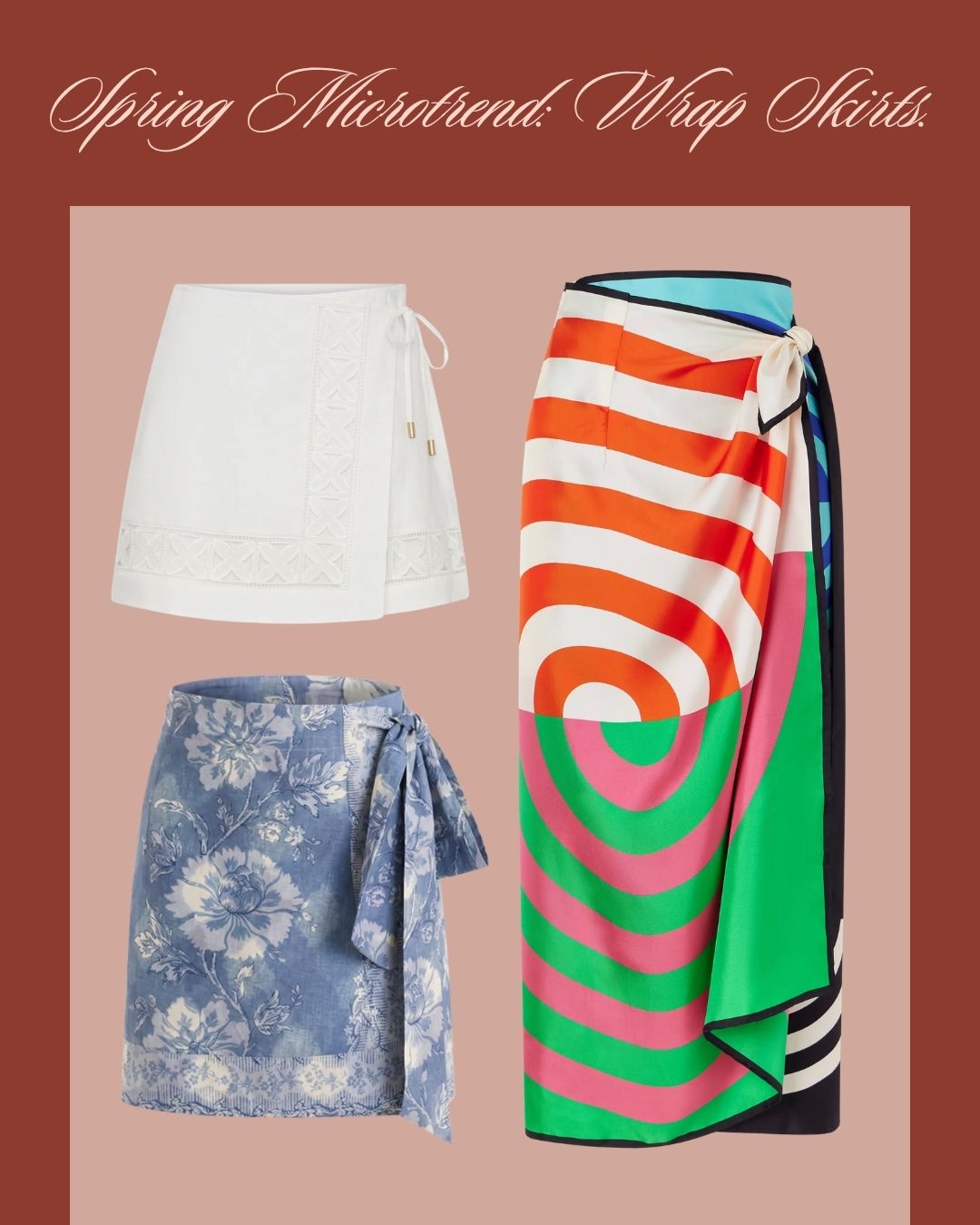 Spring microtrend: Wrap skirts collage. 