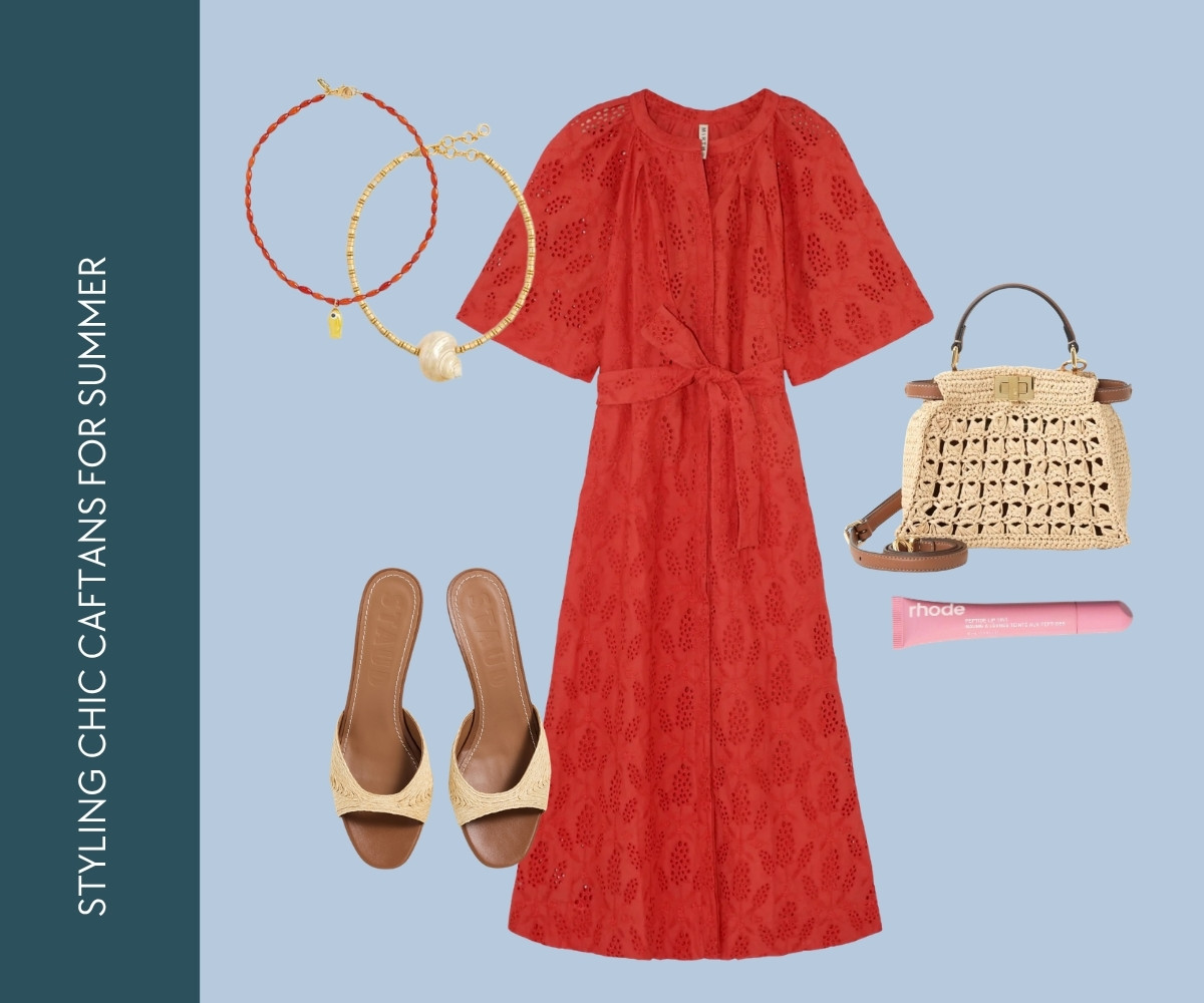 Styling chic caftans for summer collage. 