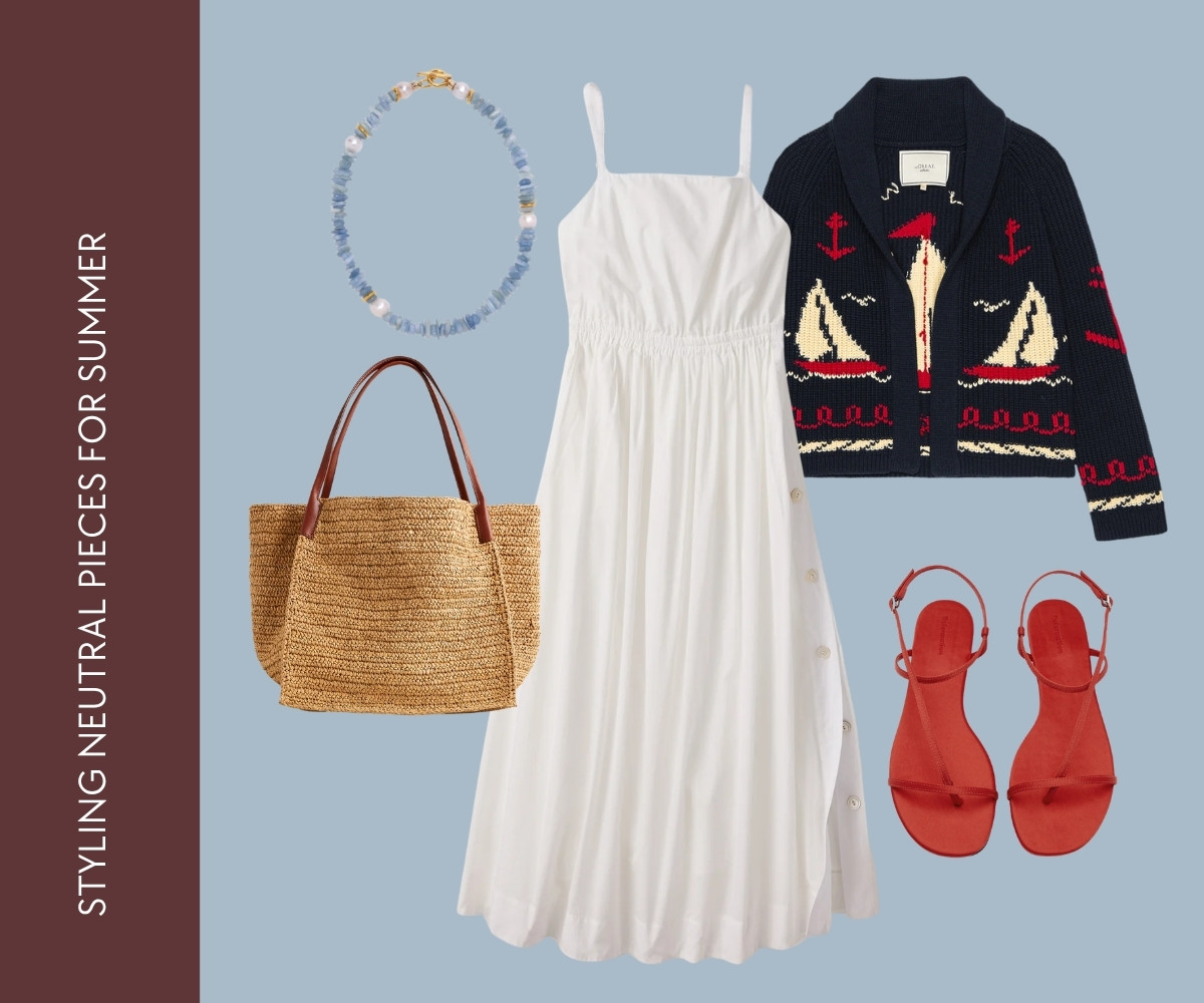 Styling neutral pieces for summer collage. 