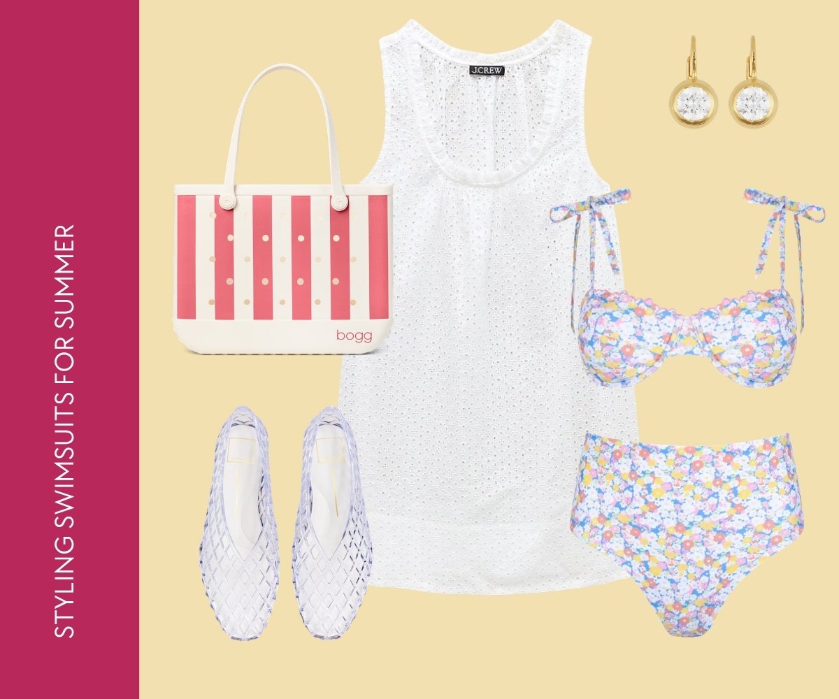 Styling swimsuits for summer collage.