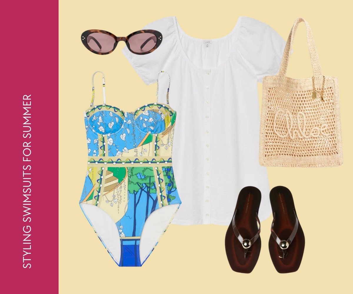 Styling swimsuits for summer collage.