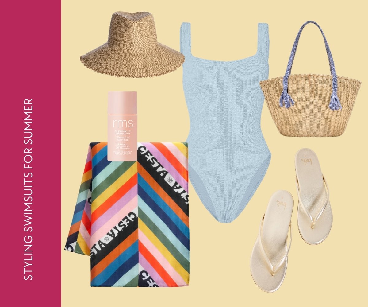 Styling swimsuits for summer collage.