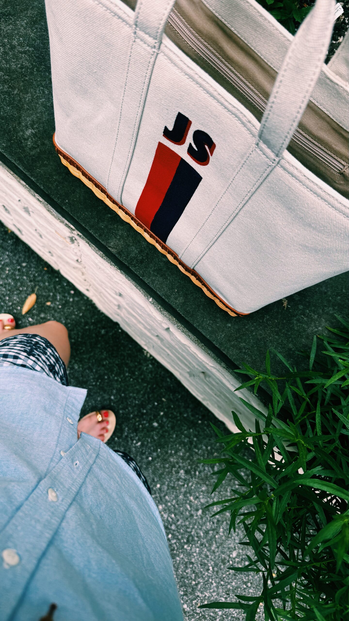 Stripe Monogram Tote
