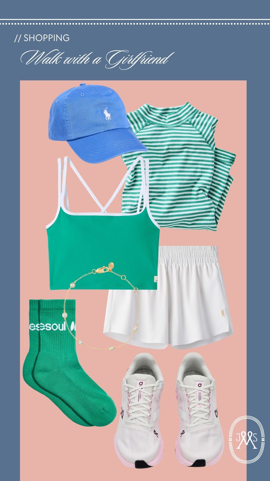 everyday athletic wear outfit in green and white
