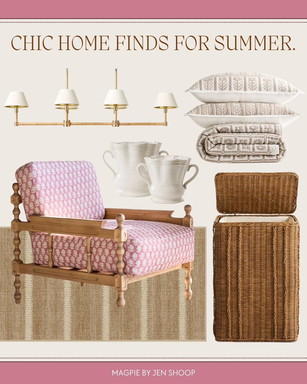 Chic home finds for summer collage. 