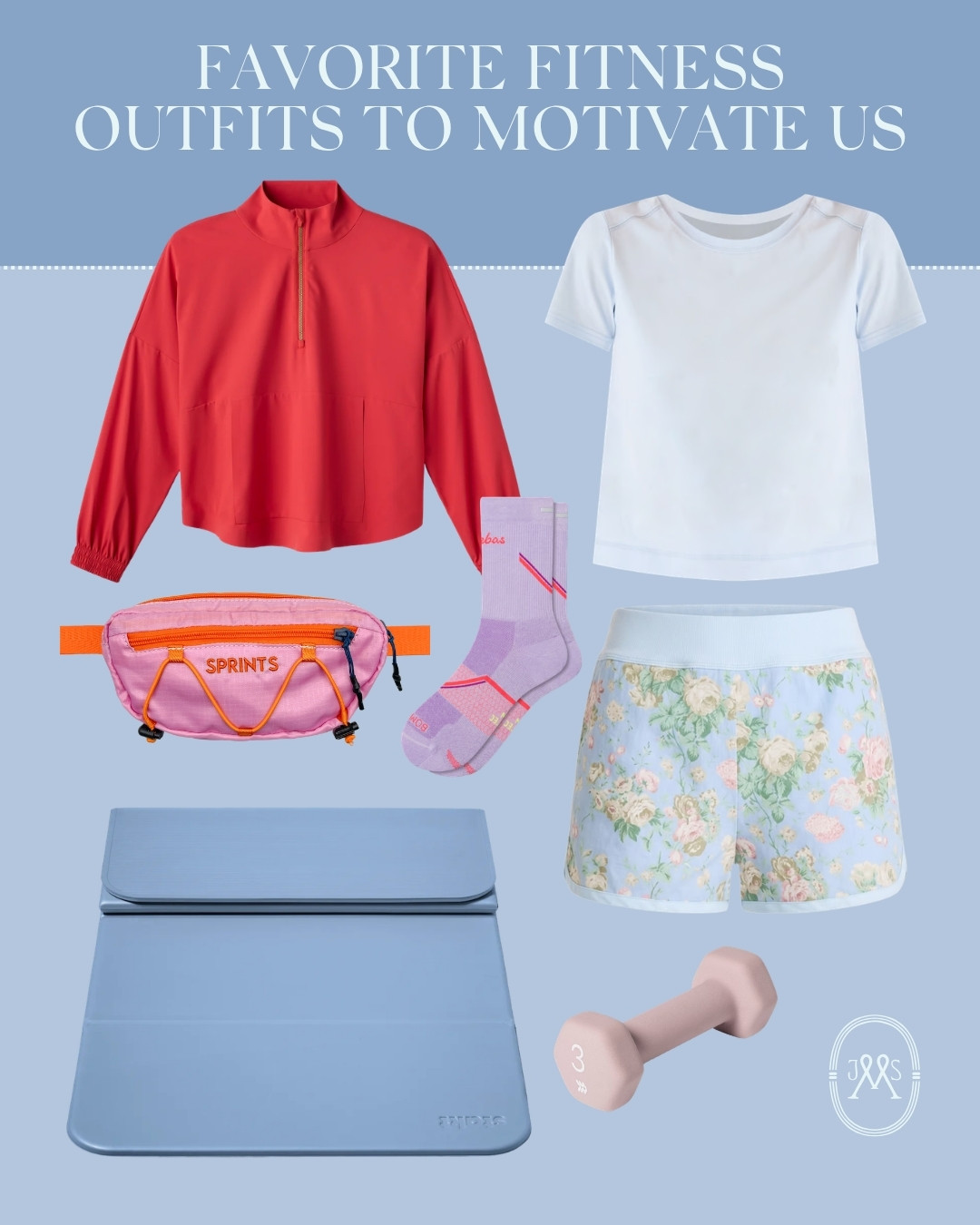 Favorite fitness outfits to motivate us collage. 