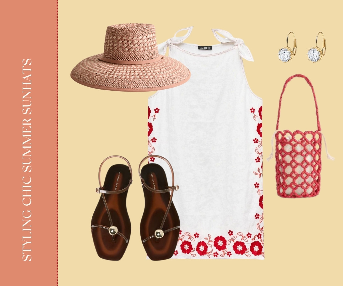Styling chic summer sunhats collage.