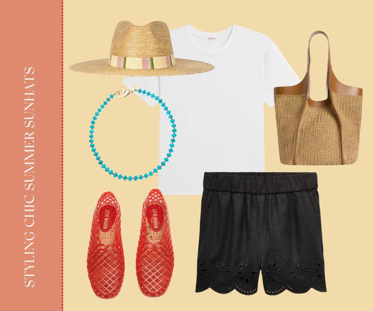 Styling chic summer sunhats collage.