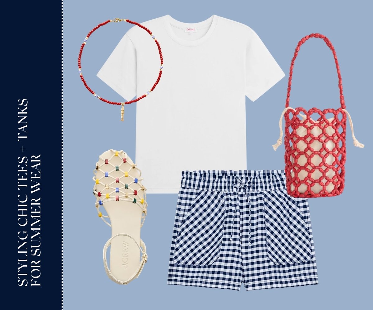 Styling chic tees + tanks for summer wear collage.