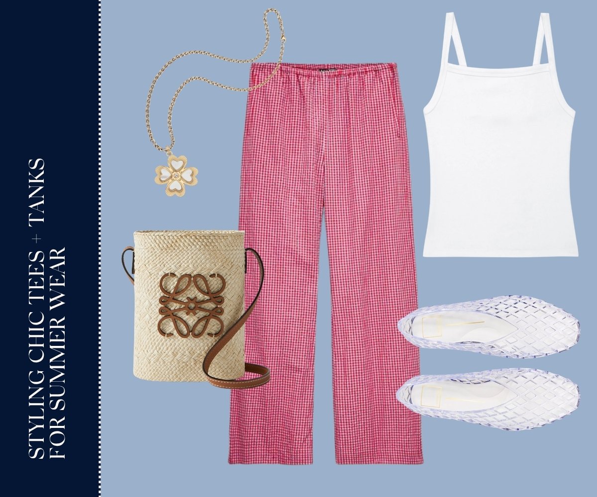 Styling chic tees + tanks for summer wear collage.