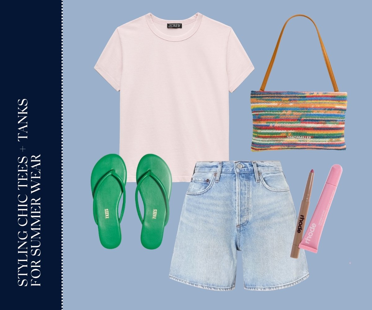Styling chic tees + tanks for summer wear collage.