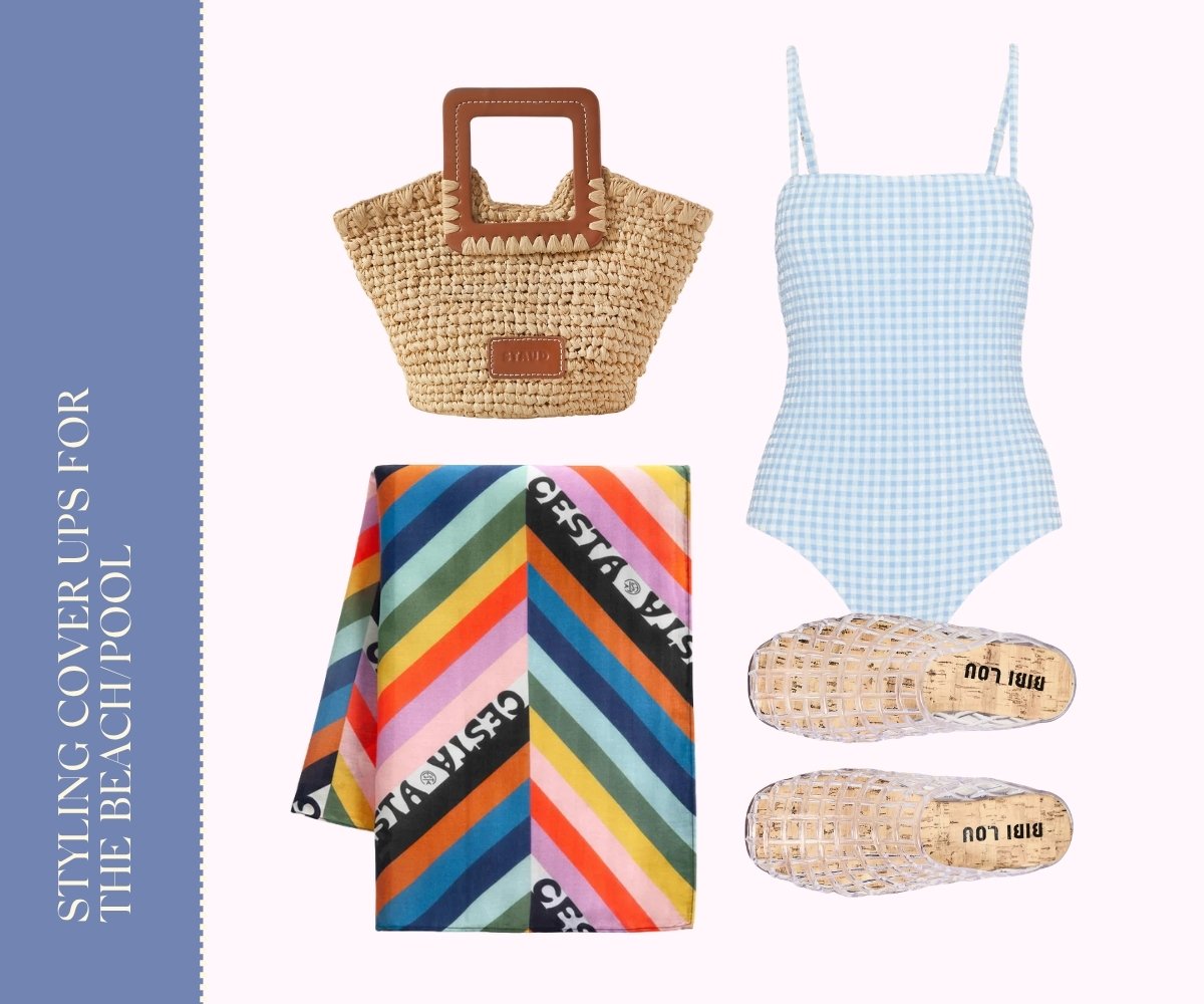 Styling Cover Ups for the Beach/Pool collage. 