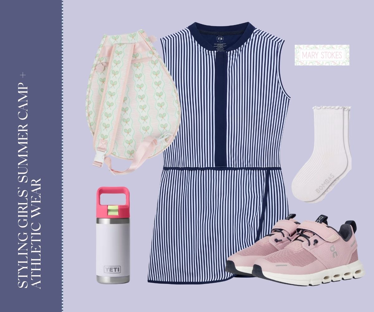 Styling girls' summer camp + athletic wear collage.