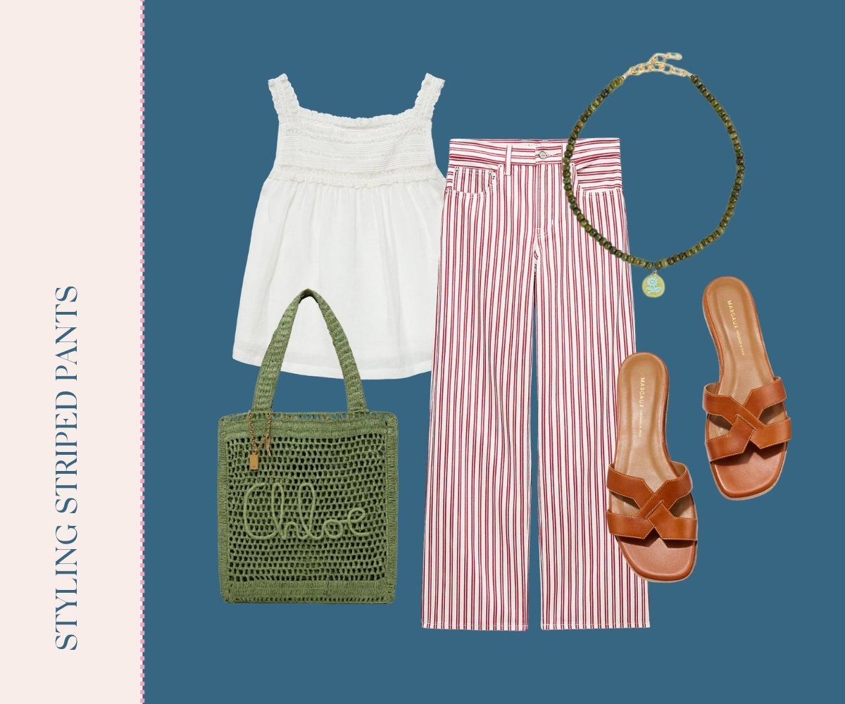 Styling striped pants collage.