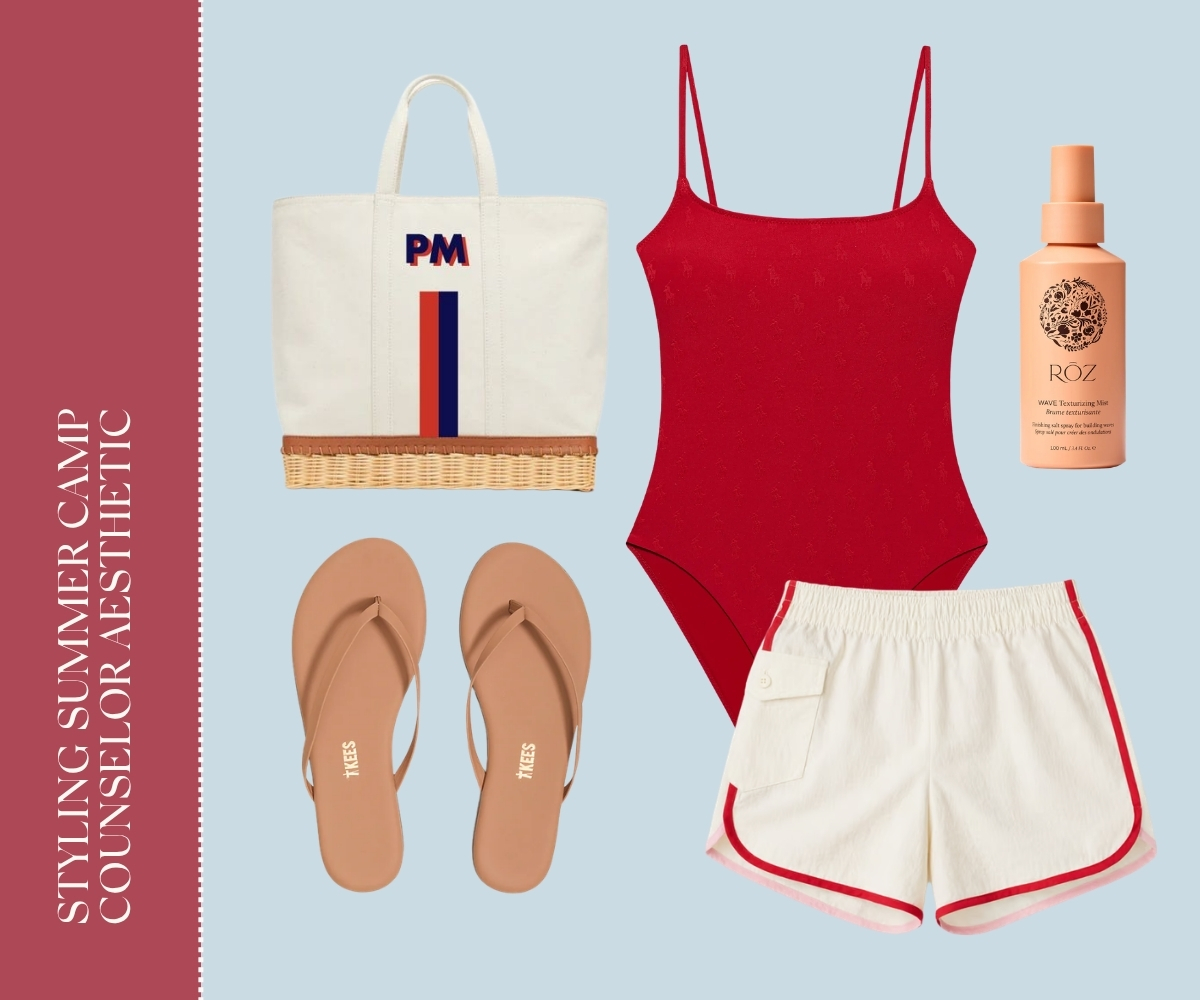 Styling summer camp counselor aesthetic collage. 