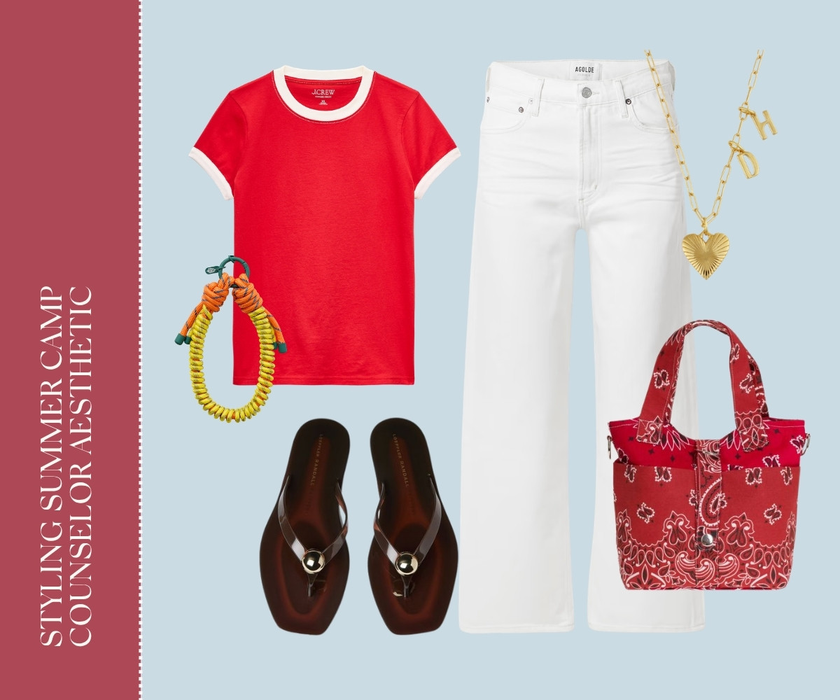 Styling summer camp counselor aesthetic collage. 