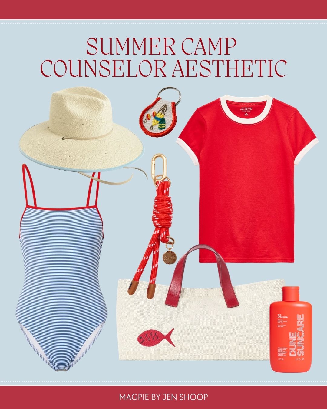Summer camp counselor aesthetic collage.