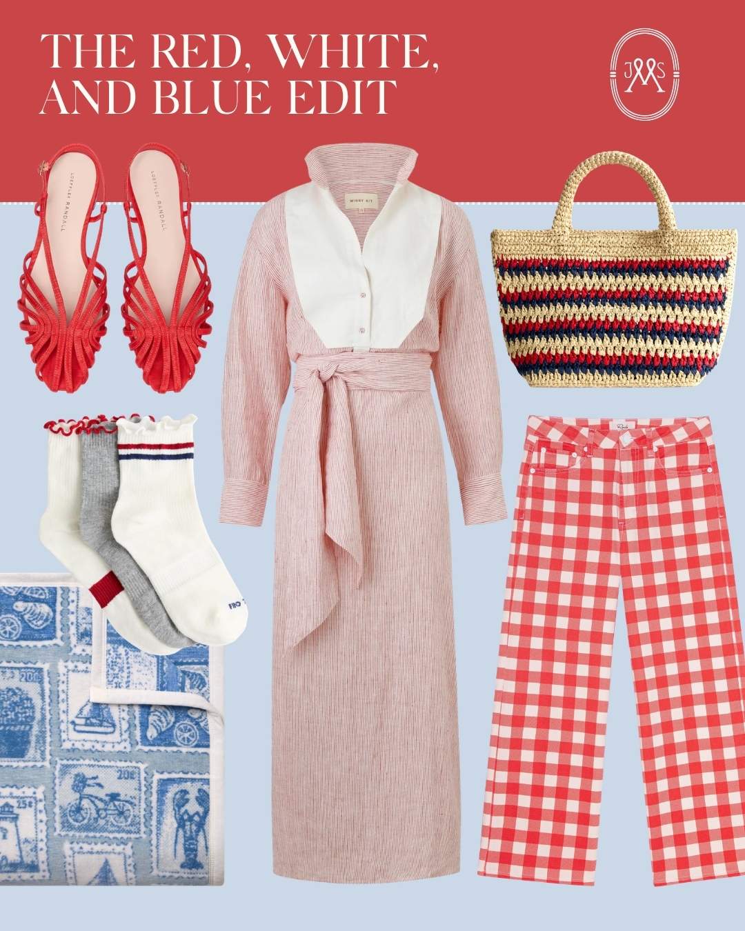 Styling red, white and, blue collage.