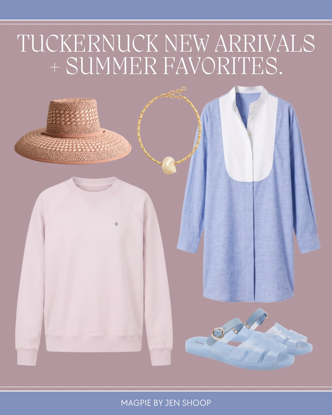 Tuckernuck new arrivals + summer favorites collage.