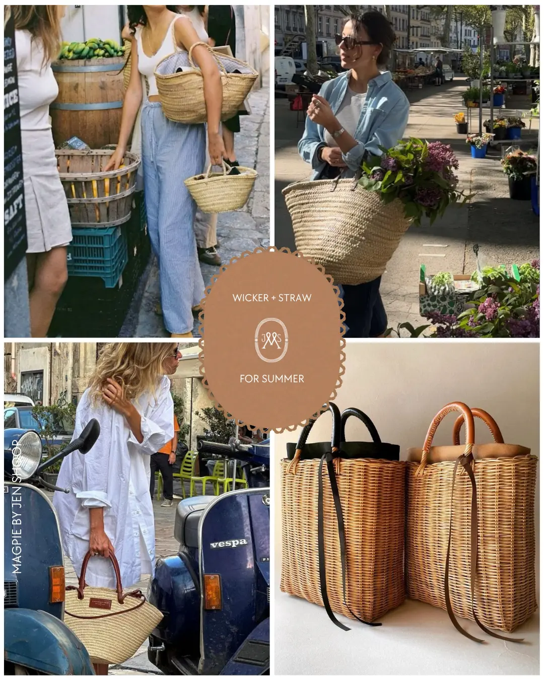 Wicker and straw bags for summer