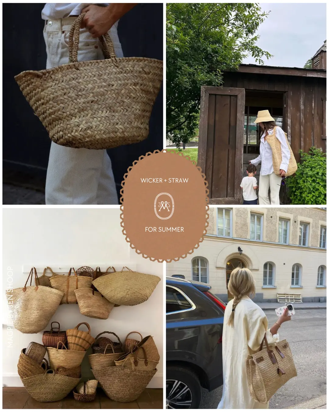 Wicker and straw bags for summer