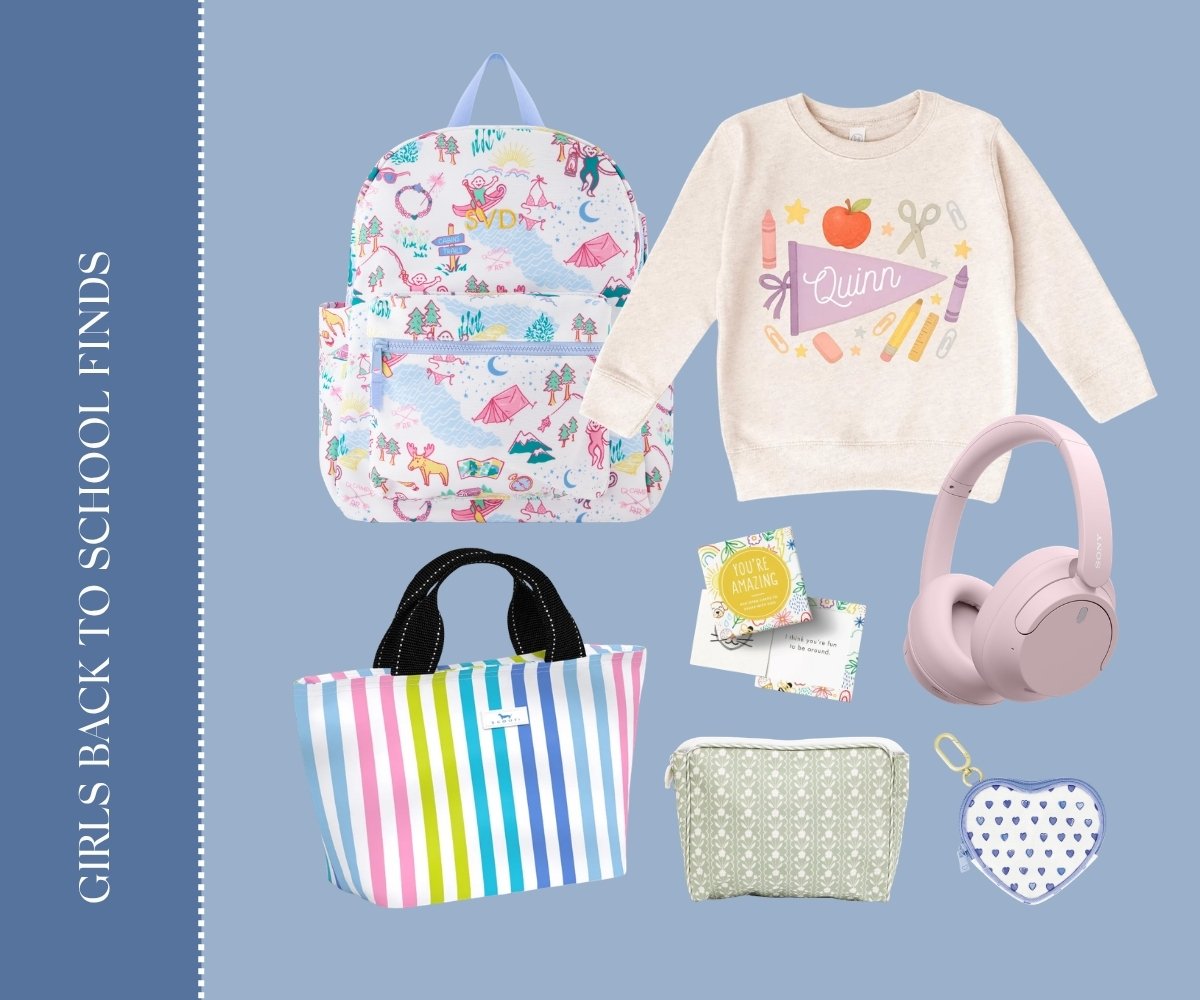 Girls back to school finds collage.