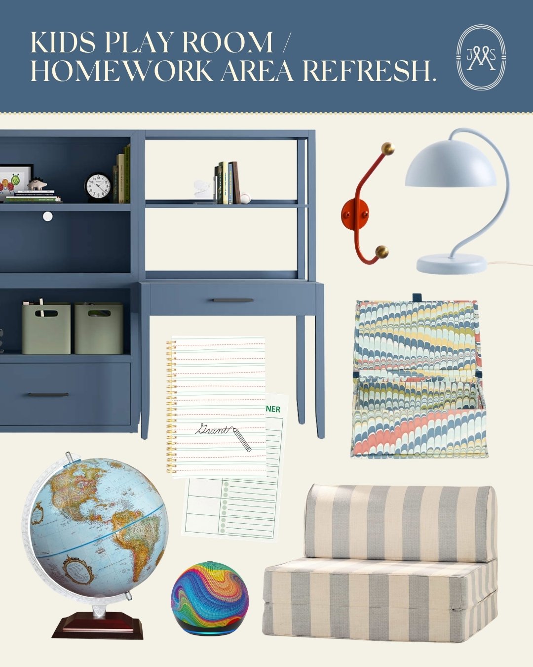 kids' playroom/homework refresh collage.