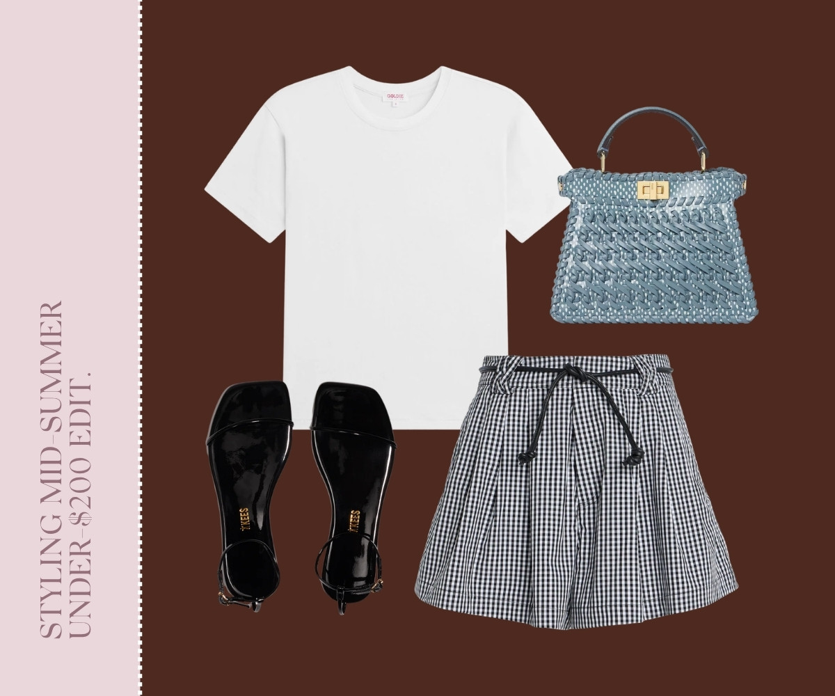 Styling mid-summer footwear refresh collage.