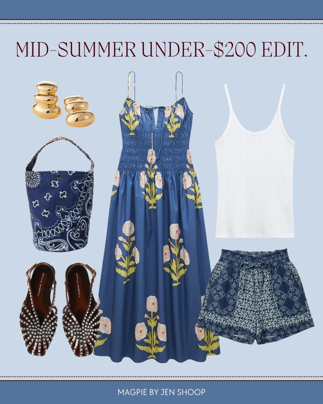 Mid-summer under-$200 edit collage.