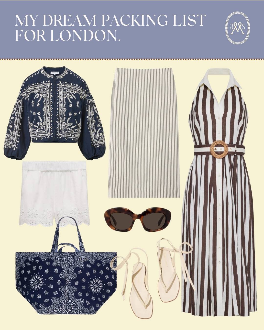 My dream packing list for London collage.