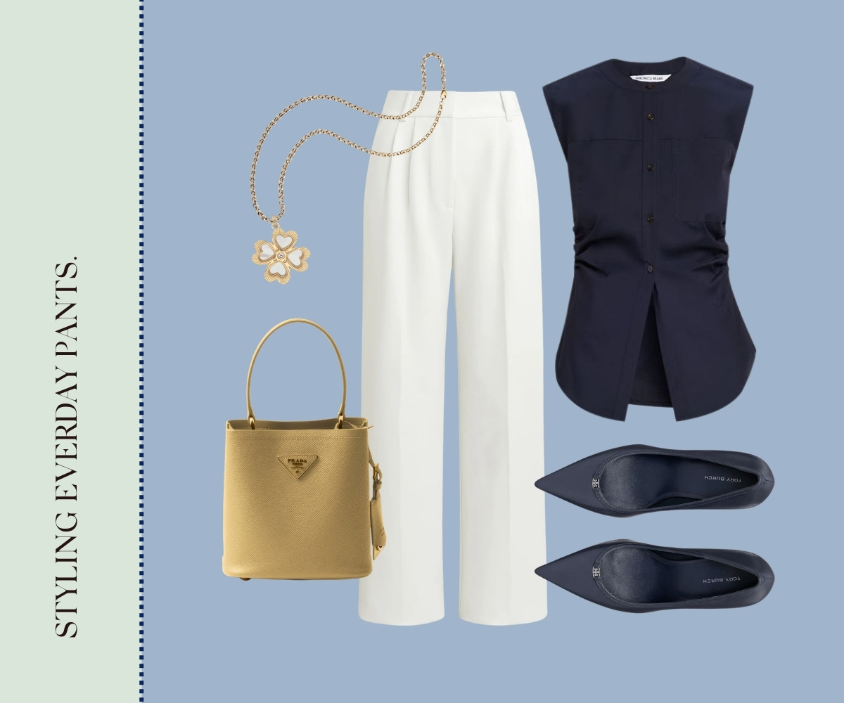 Styling everyday pants collage.