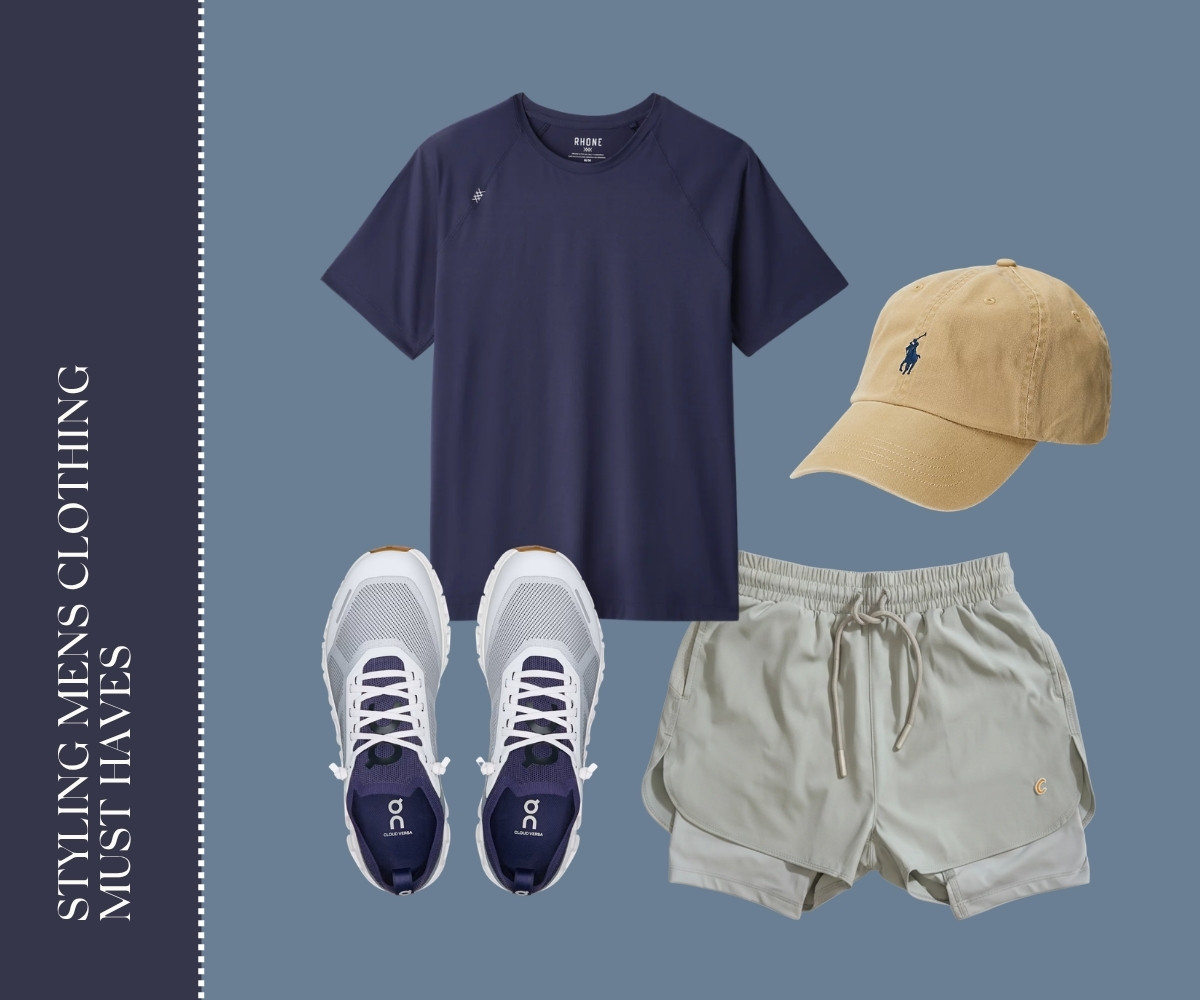 Styling men's clothing must-haves collage.