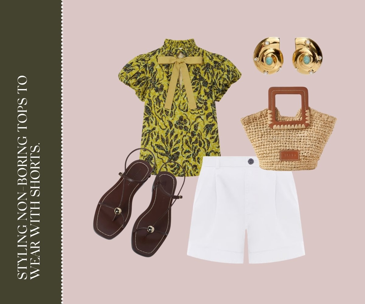 Styling non-boring tops to wear with shorts collage.