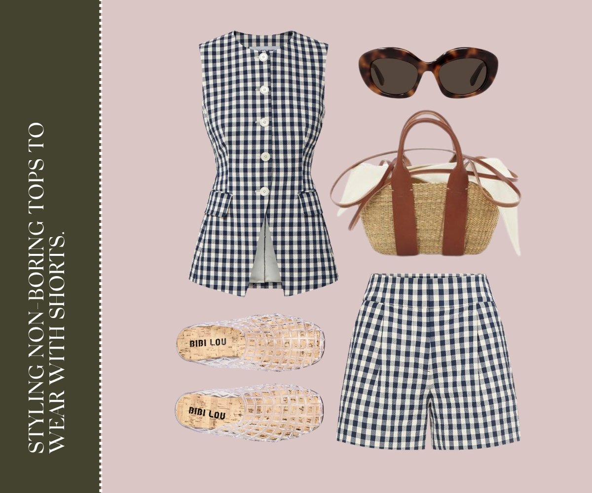 Styling non-boring tops to wear with shorts collage.