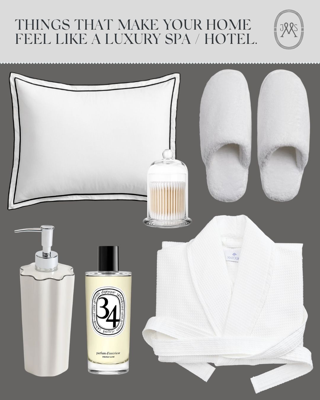 Things that make your home feel like a luxury spa/hotel collage.
