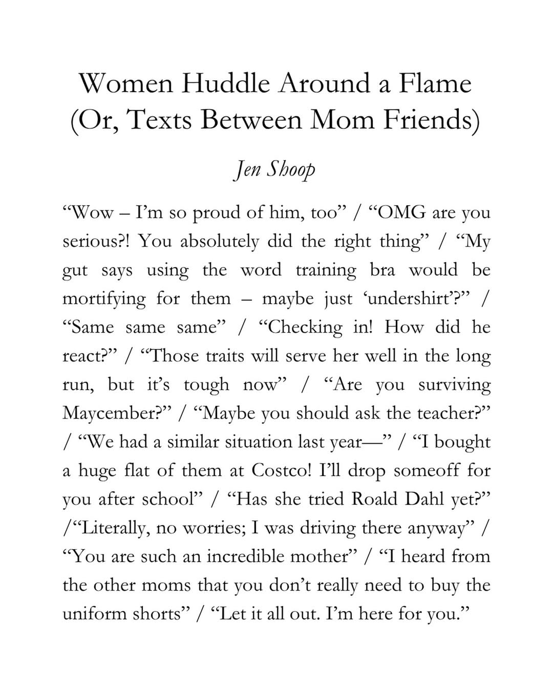 Women huddle around a flame by jen shoop
