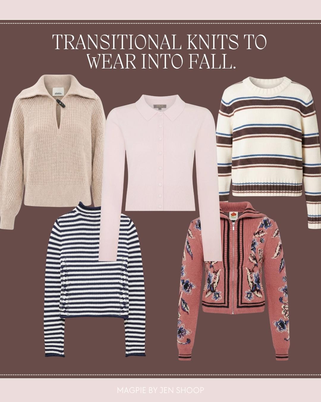 Transitional knits to wear into fall collage. 