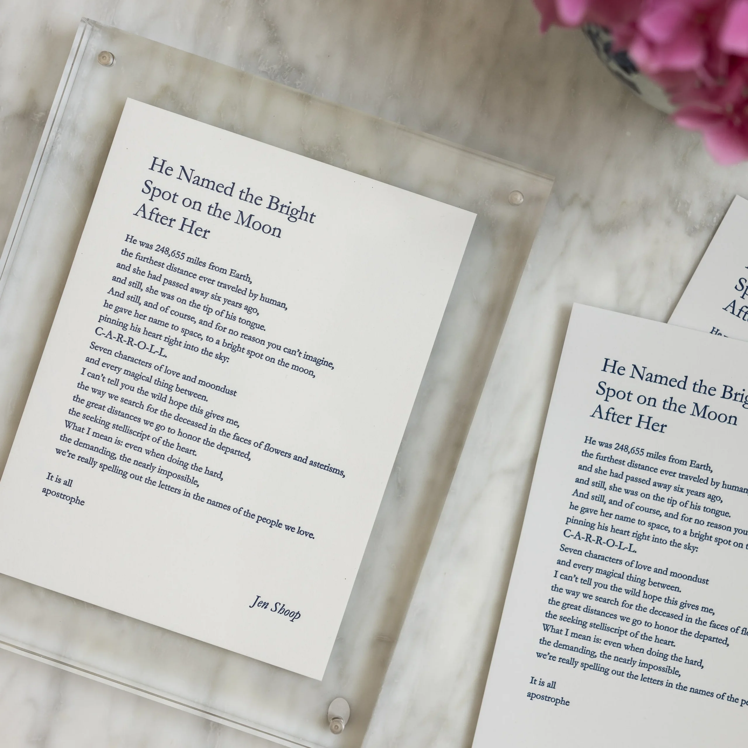 he named the bright spot on the moon poem print by jen shoop
