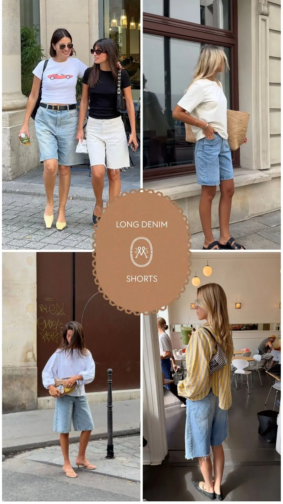 long denim shorts street style