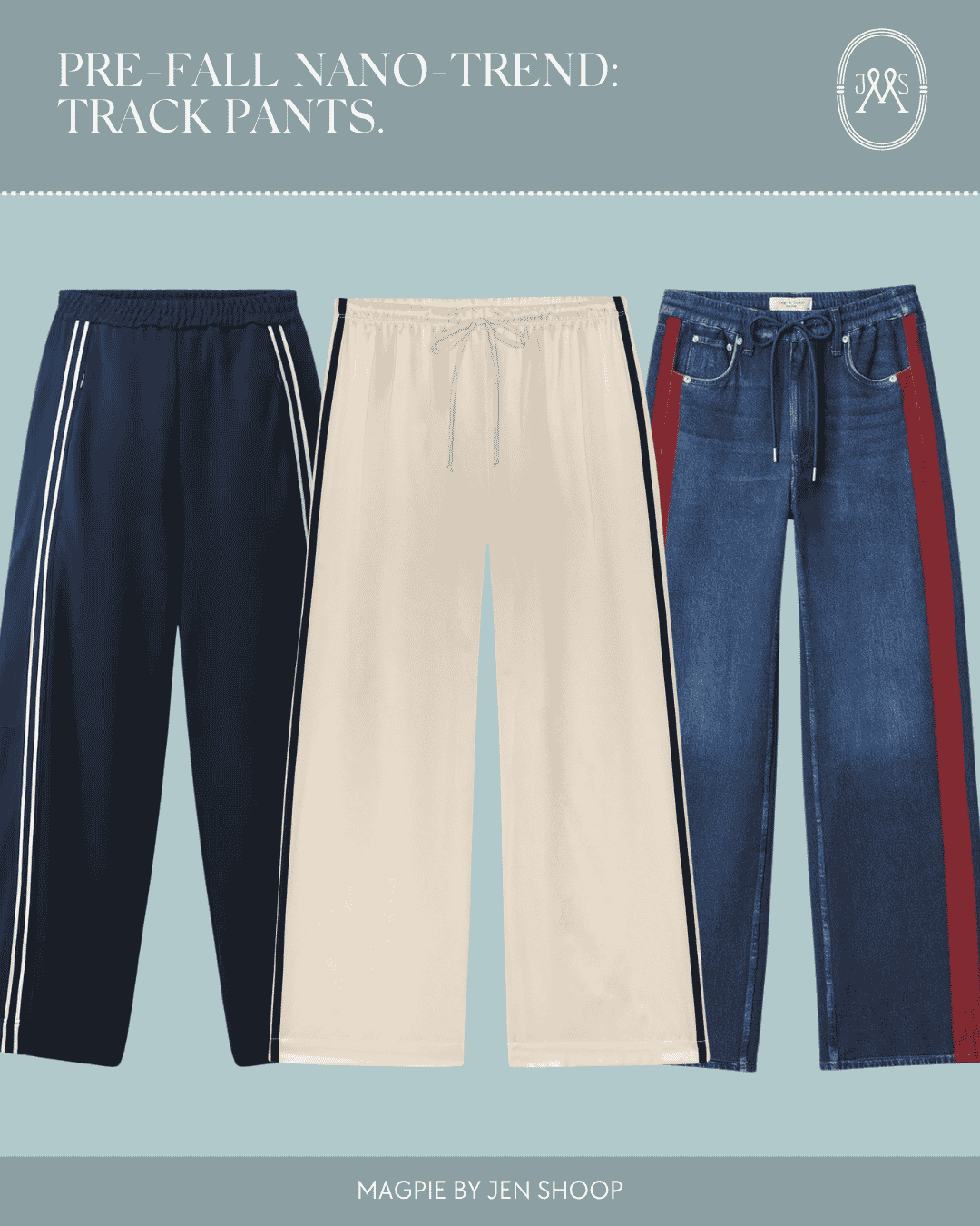 Pre-fall nano-trend: track pants collage.