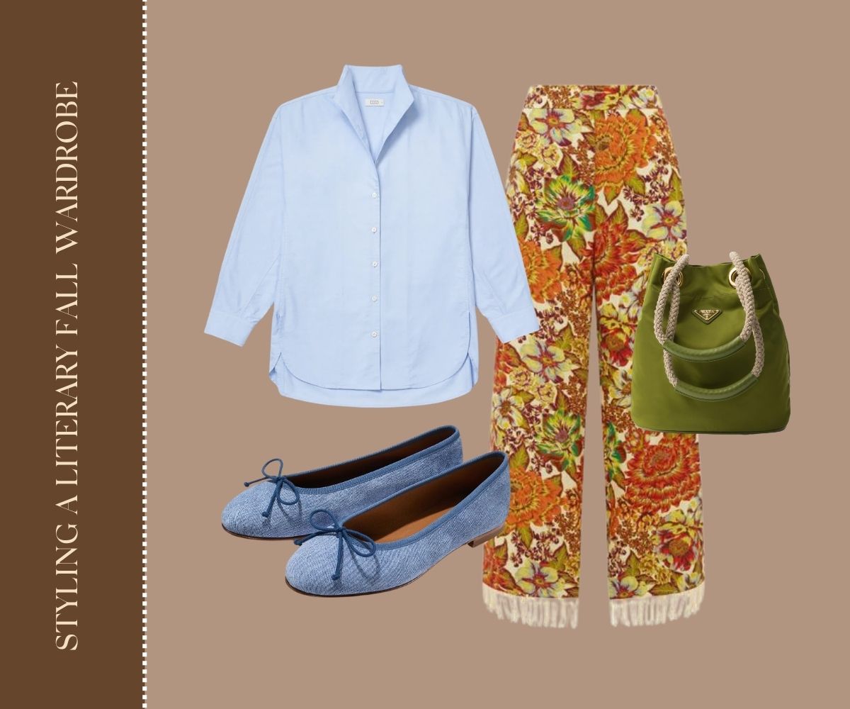 Styling a literary fall wardrobe collage. 