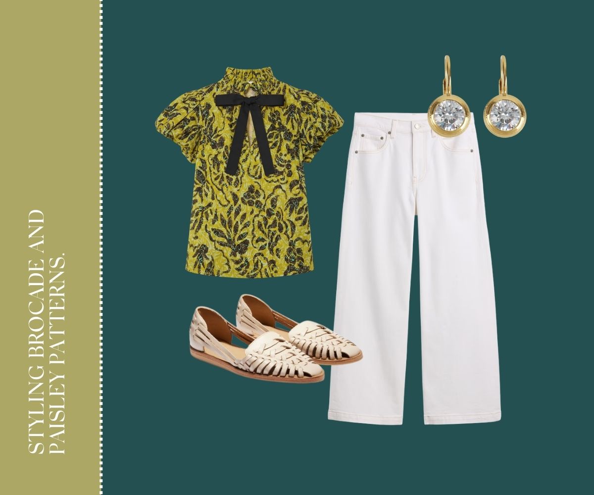 Styling brocade and paisley print patterns.
