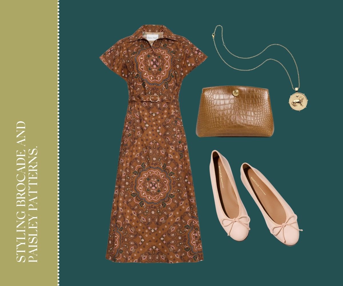 Styling brocade and paisley print patterns.