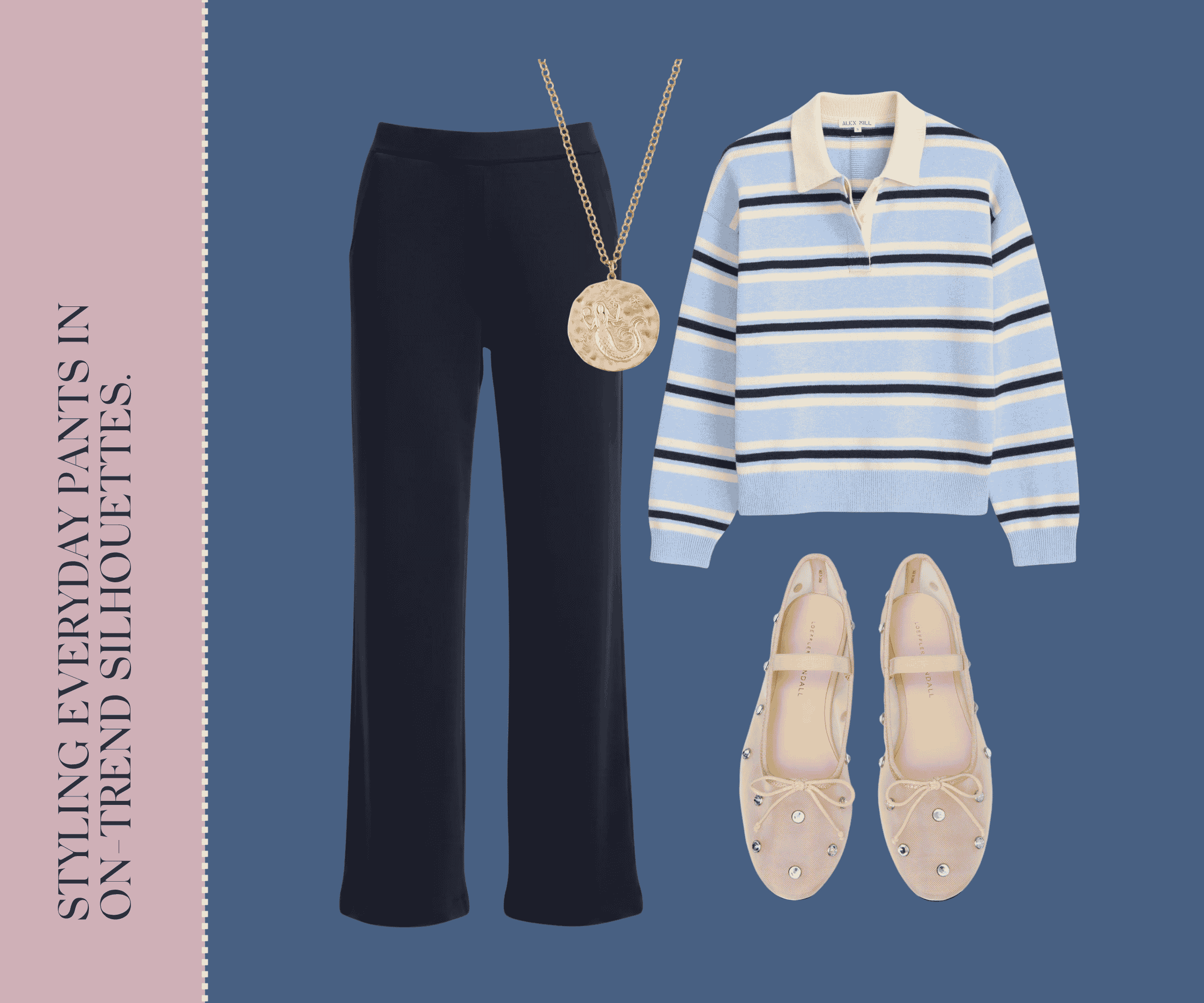 Styling everyday pants in on-trend silhouettes collage.