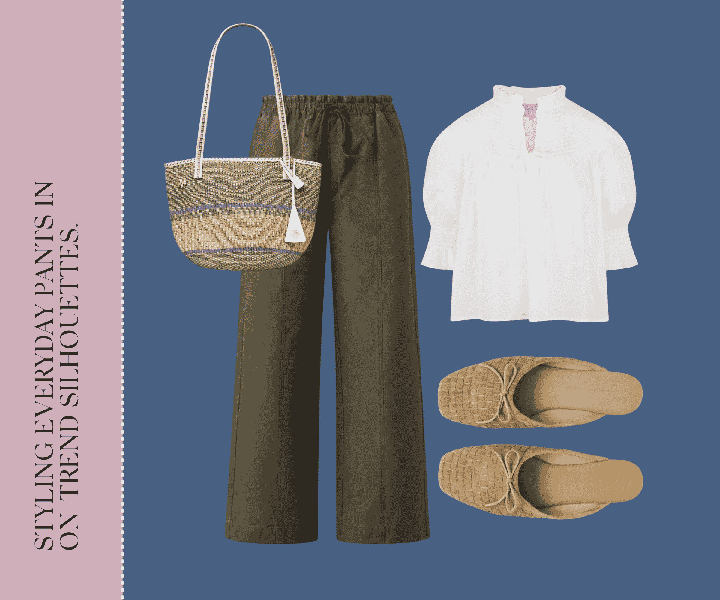 Styling everyday pants in on-trend silhouettes collage.