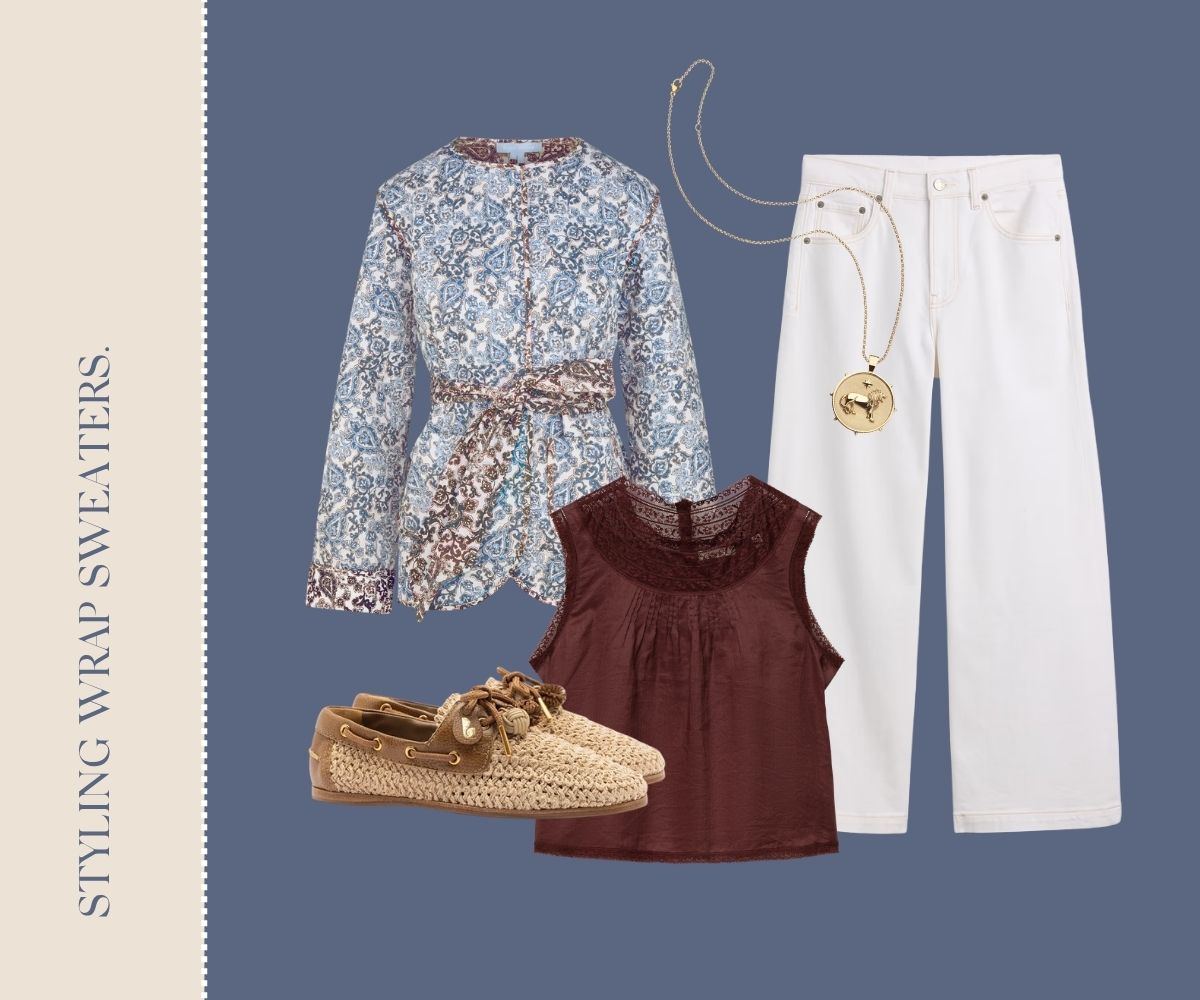 Styling wrap sweater collage. 